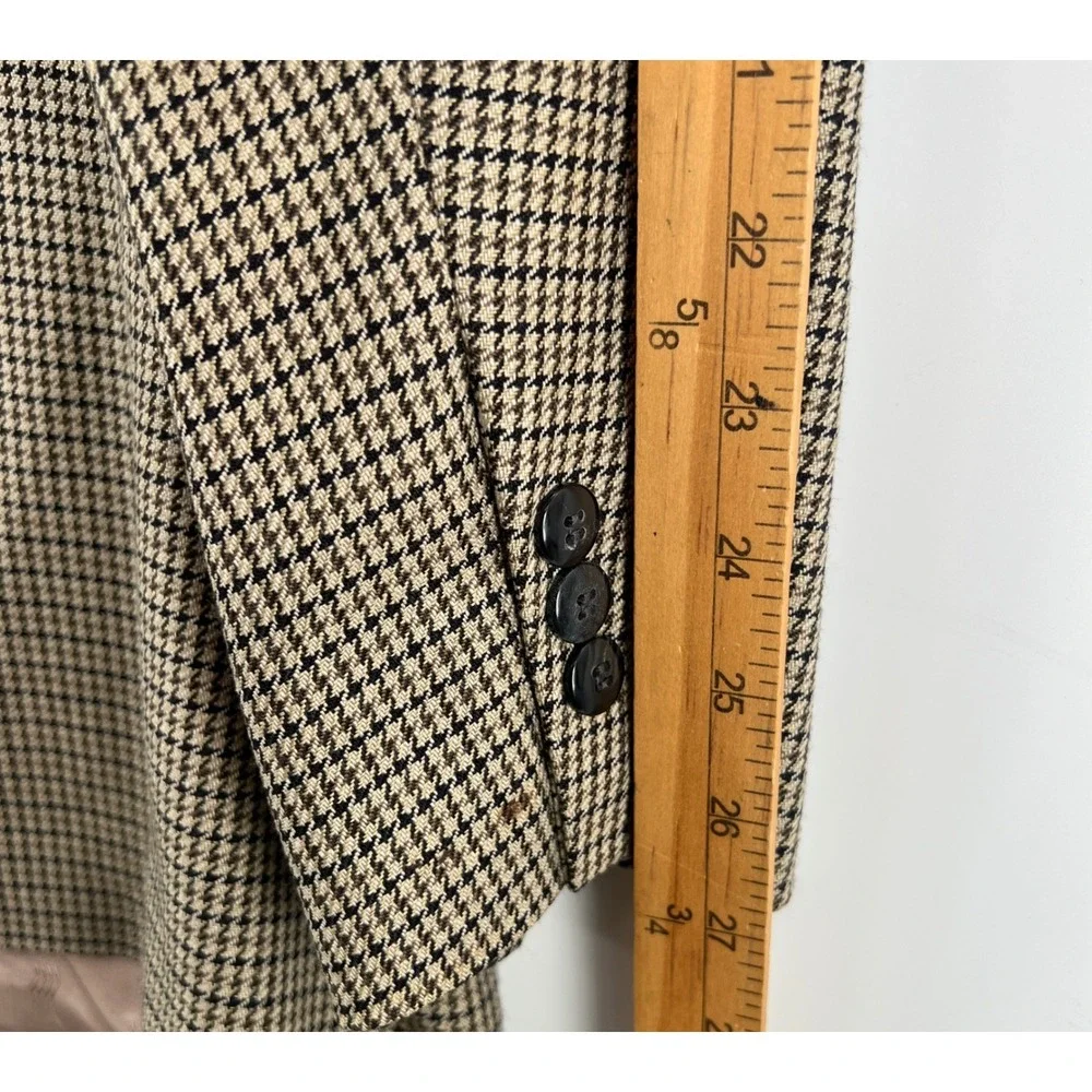 Robert Stock Mens 46L Houndstooth 2‎ Button Blazer Sport Coat Jacket Wool